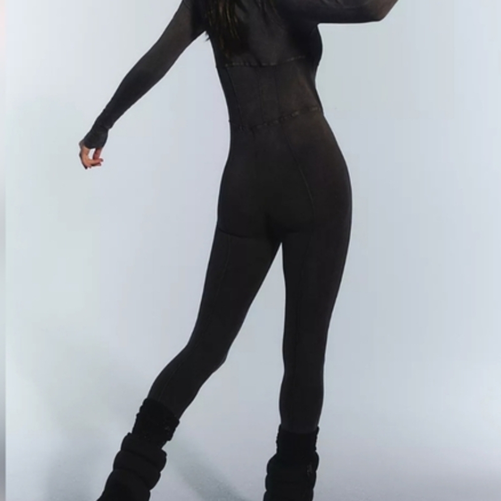 Free People Good Karma Long sleeve Onesies in Washed Black - Picture 2 of 7